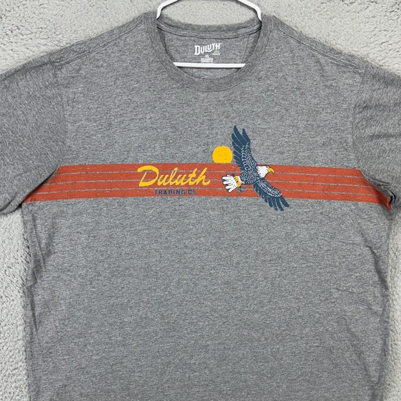 Duluth Trading Co Mens Tee T-Shirt XL Gray Relaxed Fit Longtail T Eagle Graphic